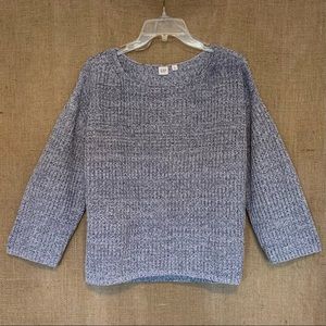 GAP Womens Oversized Marled Blue Chunky Knit Cropped Sweater Medium